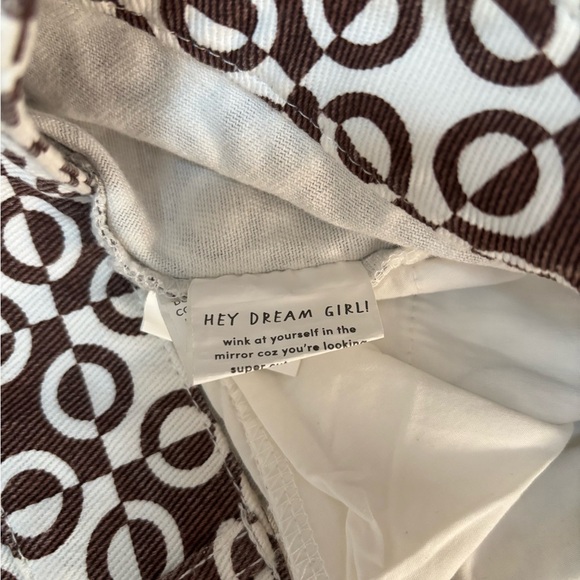 PEPPERMAYO BROWN HI RISE GEOMETRIC RETRO STRAIGHT LEG MODERN JEAN TROUSERS SZ 6 - Picture 9 of 10